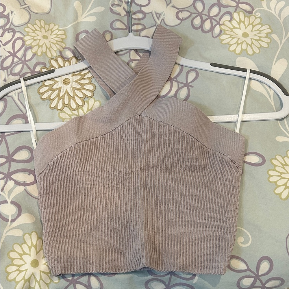 Women's Ribbed Cross-Back Top - Lavender